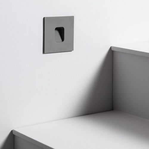 Balise Led Extérieure 2w Encastrable Au Mur Carrée Grasset Grise Blanc Chaud 2700k