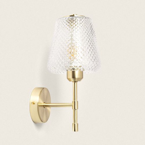 Lampe Murale Métal Et Verre Stiklu Doré