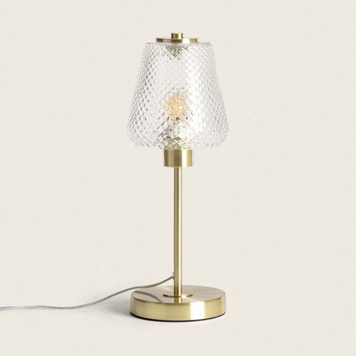 Lampe À Poser Métal Et Verre Stiklu Doré