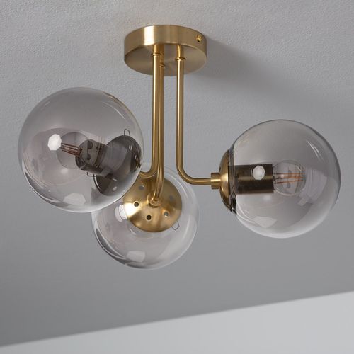 Plafonnier Métal Et Verre Moonlight Brass 3 Spots Gris Fumée