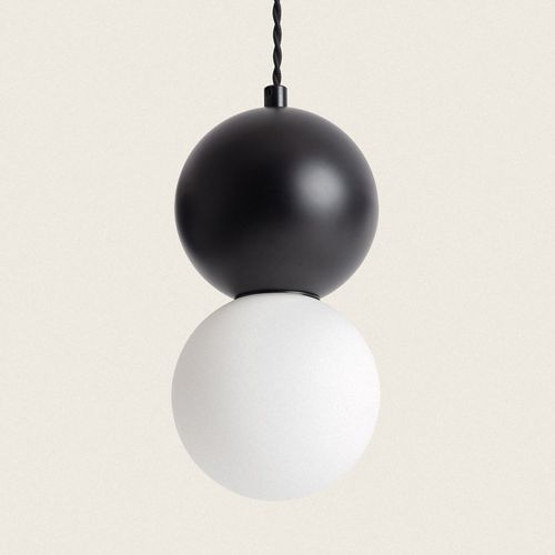Suspension Métal Et Verre Apolo Blanc - Noir