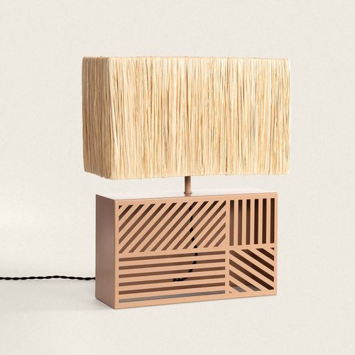 Lampe À Poser Métal Et Raphia Cartago Beige