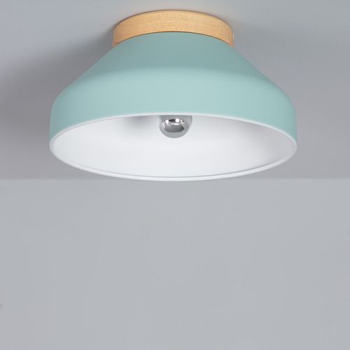 Plafonnier Rond Aluminium Et Bois Ø300 Mm Hakon Vert Menthe