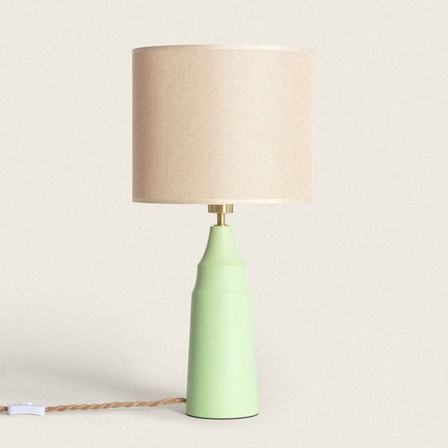 Lampe À Poser Métal Et Textile Muka Vert Menthe