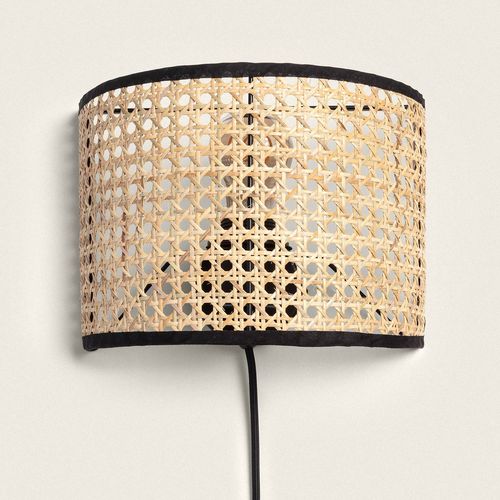 Lampe Murale Métal Et Rotin Alofi Noir