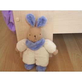 Ajena Nounours Lapin Beige/Violet Hochet Doudou Peluche