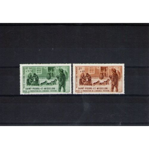 1942 - Nr 1 À 2 - Au Profit De L'oeuvre De Protection De L'enfance Indigene - Legeres Traces De Charnieres