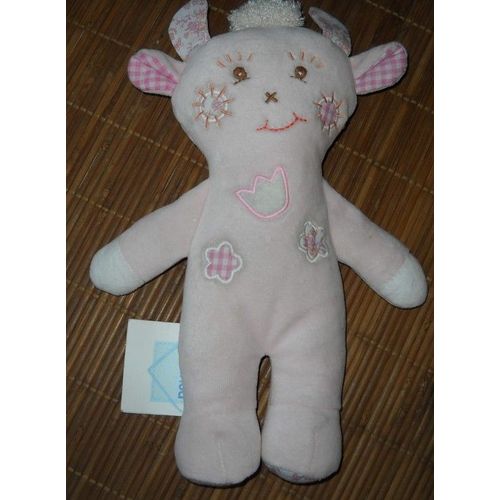 Doudou Peluche Nounours Vache Takinou Rose Clair