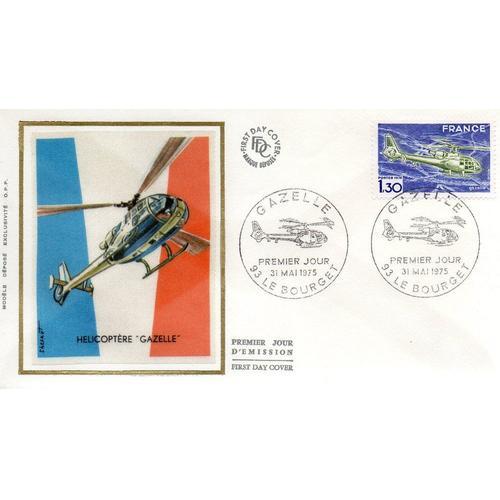 Hélicoptère Gazelle - Le Bourgeais, 31 Mai 1975 - Fdc 1er Jour