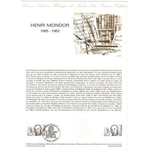 1982 - Henri Mondor ( 1885 - 1962 ) - Saint Cernin Le 22 Mai