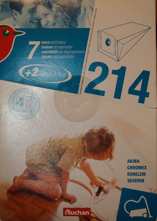 Auchan 214 - sacs aspirateur pour AKIBA eup 100d, CHROMEX al 9000, alise, maya, ch 283 - 284 - 285 - 960 - 5030, EURELEM AL 9000, SEVERIN 1300 electronic