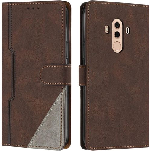Coque Pour Huawei Mate 10 Pro, Housse En Cuir Pu Portefeuille, Etui De Protection A Rabat Magnetique Coque Pour Huawei Mate 10 Pro, Marron