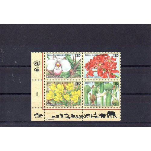 Nations Unies - Genève - 1996 - N° 308 À 311 - Espèces Vegétales Menacées D'extinction