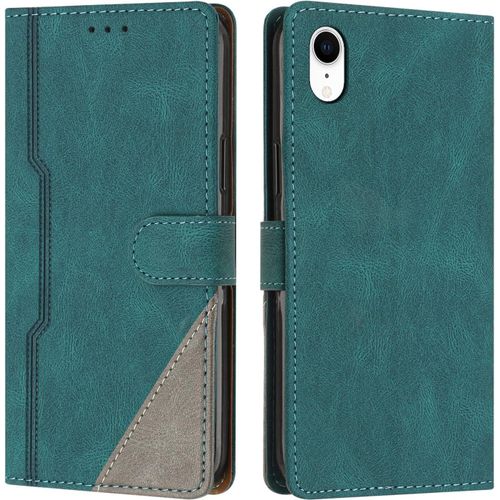Coque Pour Iphone Xr, Housse En Cuir Pu Portefeuille, Etui De Protection A Rabat Magnetique Coque Pour Iphone Xr, Vert