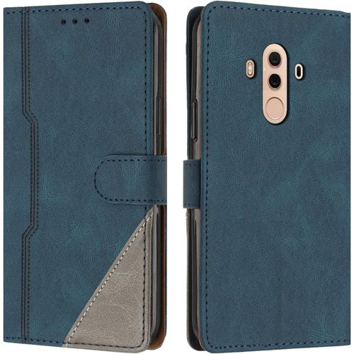 Coque Pour Huawei Mate 10 Pro, Housse En Cuir Pu Portefeuille, Etui De Protection A Rabat Magnetique Coque Pour Huawei Mate 10 Pro, Bleu