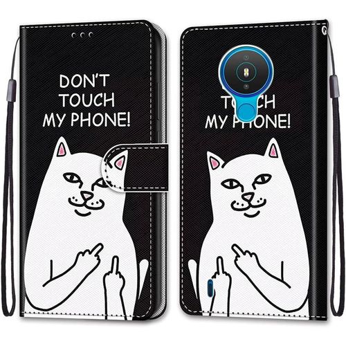 Coque Pour Nokia 1.4, Etui En Cuir Pu Portefeuille Housse Coque Avec 360 Degres Silicone Antichoc Protection Cover Cuir Pochette Magnetique Und Flip Bequille (Chat 5)
