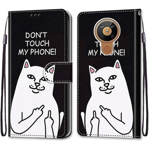 Coque Pour Nokia 5.3, Etui En Cuir Pu Portefeuille Housse Coque Avec 360 Degres Silicone Antichoc Protection Cover Cuir Pochette Magnetique Und Flip Bequille (Chat 5)