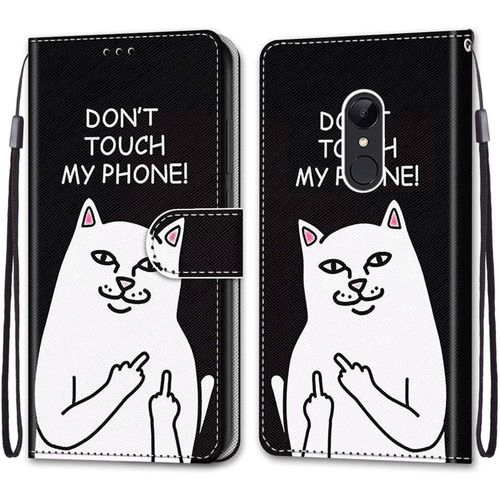 Coque Pour Xiaomi Redmi 5, Etui En Cuir Pu Portefeuille Housse Coque Avec 360 Degres Silicone Antichoc Protection Cover Cuir Pochette Magnetique Und Flip Bequille (Chat 5)