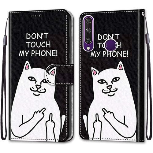 Coque Pour Huawei Y6p, Etui En Cuir Pu Portefeuille Housse Coque Avec 360 Degres Silicone Antichoc Protection Cover Cuir Pochette Magnetique Und Flip Bequille (Chat 5)