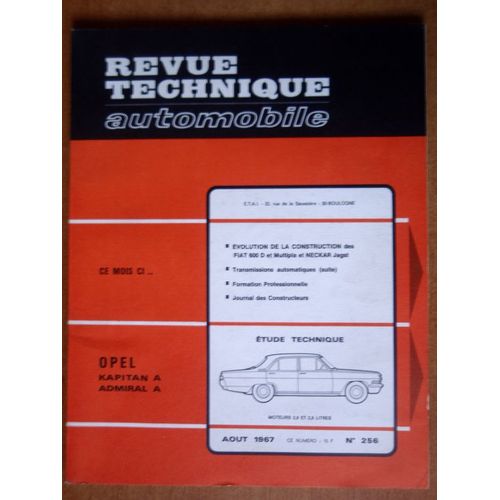 Revue Technique  Automobile  N° 256 : Opel  Kapitan A Et Admiral A