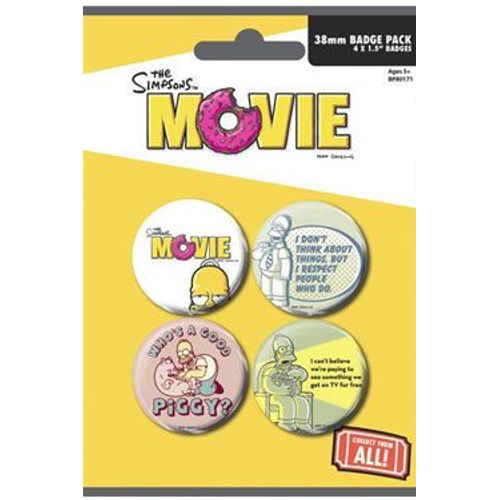 Simpsons The Movie Pack 4 Badges Homer