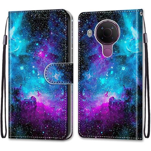 Coque Pour Nokia 5.4, Etui En Cuir Pu Portefeuille Housse Coque Avec 360 Degres Silicone Antichoc Protection Cover Cuir Pochette Magnetique Und Flip Bequille (Ciel Etoile)