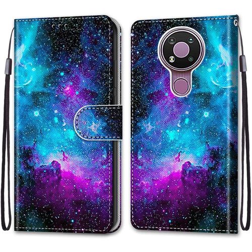 Coque Pour Nokia 3.4, Etui En Cuir Pu Portefeuille Housse Coque Avec 360 Degres Silicone Antichoc Protection Cover Cuir Pochette Magnetique Und Flip Bequille (Ciel Etoile)