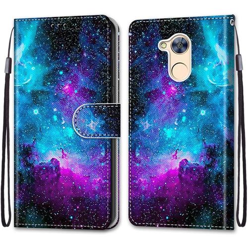 Coque Pour Huawei Honor 6a, Etui En Cuir Pu Portefeuille Housse Coque Avec 360 Degres Silicone Antichoc Protection Cover Cuir Pochette Magnetique Und Flip Bequille (Ciel Etoile)