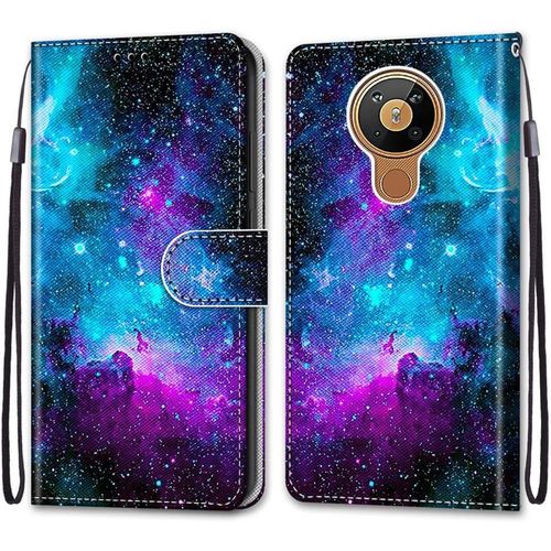 Coque Pour Nokia 5.3, Etui En Cuir Pu Portefeuille Housse Coque Avec 360 Degres Silicone Antichoc Protection Cover Cuir Pochette Magnetique Und Flip Bequille (Ciel Etoile)