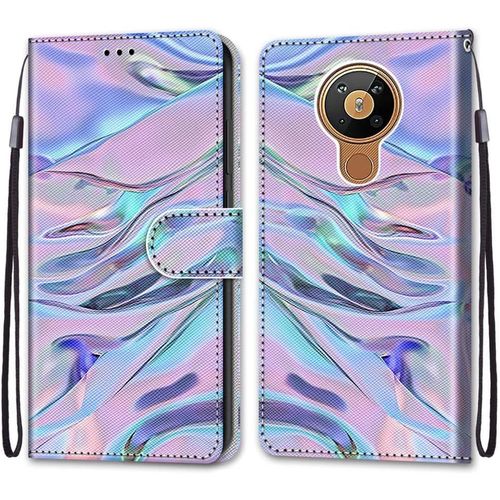Coque Pour Nokia 5.3, Etui En Cuir Pu Portefeuille Housse Coque Avec 360 Degres Silicone Antichoc Protection Cover Cuir Pochette Magnetique Und Flip Bequille (Fluorescent)