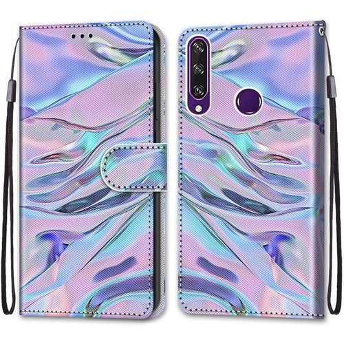 Coque Pour Huawei Y6p, Etui En Cuir Pu Portefeuille Housse Coque Avec 360 Degres Silicone Antichoc Protection Cover Cuir Pochette Magnetique Und Flip Bequille (Fluorescent)