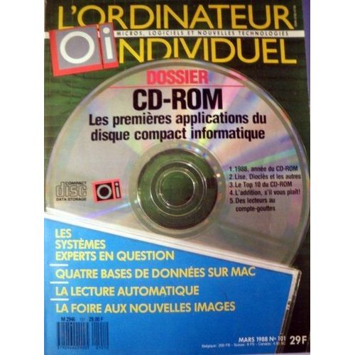 L'ordinateur Individuel  N° 101 : Cd-Rom Les Premières Applications Du Disque Compact Informatique