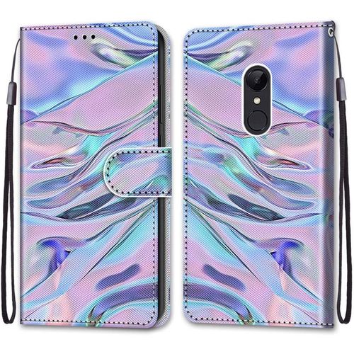 Coque Pour Xiaomi Redmi 5, Etui En Cuir Pu Portefeuille Housse Coque Avec 360 Degres Silicone Antichoc Protection Cover Cuir Pochette Magnetique Und Flip Bequille (Fluorescent)