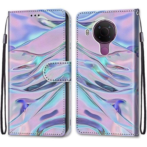 Coque Pour Nokia 5.4, Etui En Cuir Pu Portefeuille Housse Coque Avec 360 Degres Silicone Antichoc Protection Cover Cuir Pochette Magnetique Und Flip Bequille (Fluorescent)