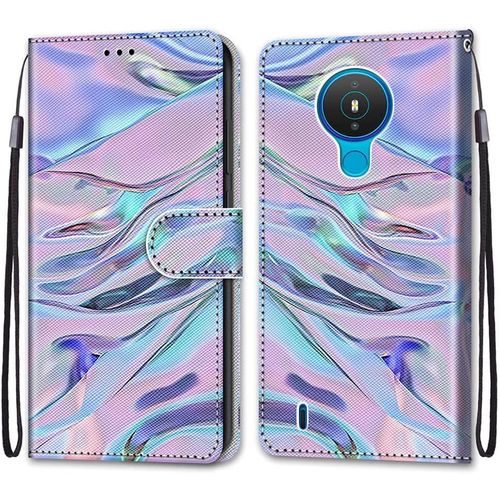 Coque Pour Nokia 1.4, Etui En Cuir Pu Portefeuille Housse Coque Avec 360 Degres Silicone Antichoc Protection Cover Cuir Pochette Magnetique Und Flip Bequille (Fluorescent)