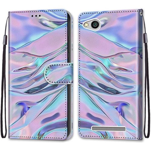 Coque Pour Xiaomi Redmi 5a, Etui En Cuir Pu Portefeuille Housse Coque Avec 360 Degres Silicone Antichoc Protection Cover Cuir Pochette Magnetique Und Flip Bequille (Fluorescent)