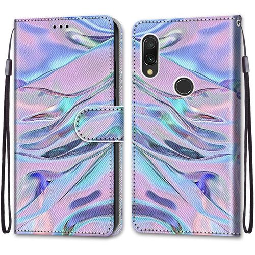 Coque Pour Xiaomi Redmi 7, Etui En Cuir Pu Portefeuille Housse Coque Avec 360 Degres Silicone Antichoc Protection Cover Cuir Pochette Magnetique Und Flip Bequille (Fluorescent)