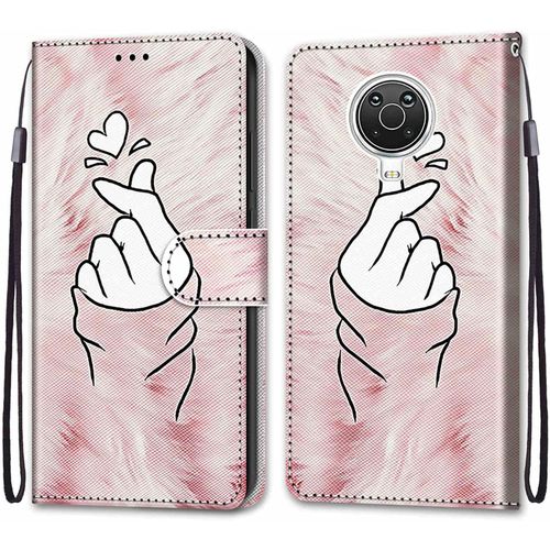Coque Pour Nokia 6.3/ Nokia G20/ G10, Etui En Cuir Pu Portefeuille Housse Coque Avec 360 Degres Silicone Antichoc Protection Cover Cuir Pochette Magnetique Und Flip Bequille (Doigt Coeur)