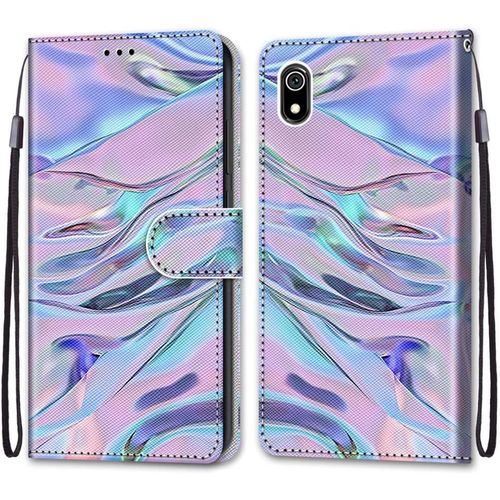 Coque Pour Xiaomi Redmi 7a, Etui En Cuir Pu Portefeuille Housse Coque Avec 360 Degres Silicone Antichoc Protection Cover Cuir Pochette Magnetique Und Flip Bequille (Fluorescent)