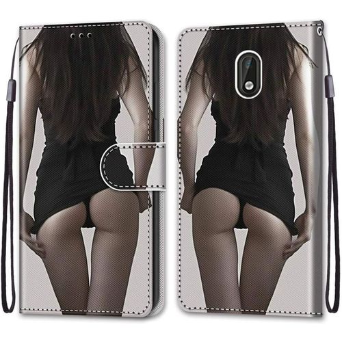Coque Pour Nokia 3, Etui En Cuir Pu Portefeuille Housse Coque Avec 360 Degres Silicone Antichoc Protection Cover Cuir Pochette Magnetique Und Flip Bequille (Fille Sexy)