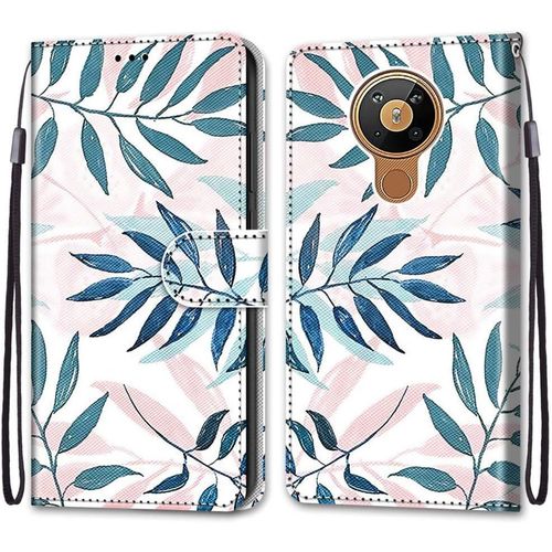 Coque Pour Nokia 5.3, Etui En Cuir Pu Portefeuille Housse Coque Avec 360 Degres Silicone Antichoc Protection Cover Cuir Pochette Magnetique Und Flip Bequille (Conifere)