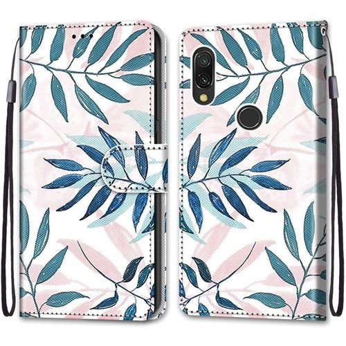 Coque Pour Xiaomi Redmi 7, Etui En Cuir Pu Portefeuille Housse Coque Avec 360 Degres Silicone Antichoc Protection Cover Cuir Pochette Magnetique Und Flip Bequille (Conifere)