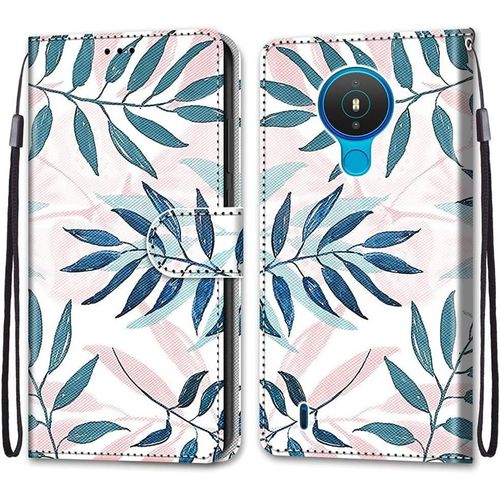 Coque Pour Nokia 1.4, Etui En Cuir Pu Portefeuille Housse Coque Avec 360 Degres Silicone Antichoc Protection Cover Cuir Pochette Magnetique Und Flip Bequille (Conifere)