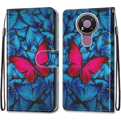 Coque Pour Nokia 3.4, Etui En Cuir Pu Portefeuille Housse Coque Avec 360 Degres Silicone Antichoc Protection Cover Cuir Pochette Magnetique Und Flip Bequille (Papillon)