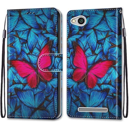 Coque Pour Xiaomi Redmi 5a, Etui En Cuir Pu Portefeuille Housse Coque Avec 360 Degres Silicone Antichoc Protection Cover Cuir Pochette Magnetique Und Flip Bequille (Papillon)