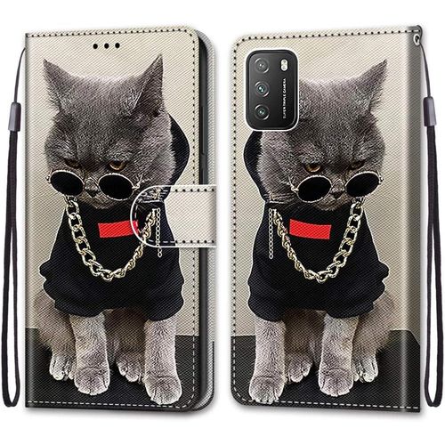 Coque Pour Xiaomi Poco M3, Etui En Cuir Pu Portefeuille Housse Coque Avec 360 Degres Silicone Antichoc Protection Cover Cuir Pochette Magnetique Und Flip Bequille (Chats 3)