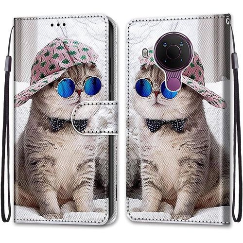 Coque Pour Nokia 5.4, Etui En Cuir Pu Portefeuille Housse Coque Avec 360 Degres Silicone Antichoc Protection Cover Cuir Pochette Magnetique Und Flip Bequille (Chats 4)
