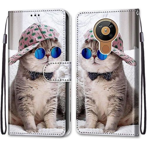 Coque Pour Nokia 5.3, Etui En Cuir Pu Portefeuille Housse Coque Avec 360 Degres Silicone Antichoc Protection Cover Cuir Pochette Magnetique Und Flip Bequille (Chats 4)