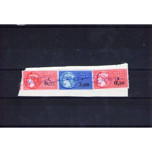 3 Timbres Fiscaux De 0.35, 300 Et 0.50 Francs