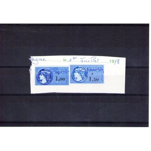 2 Timbres Fiscaux De 1.00 Et 1.50 Francs